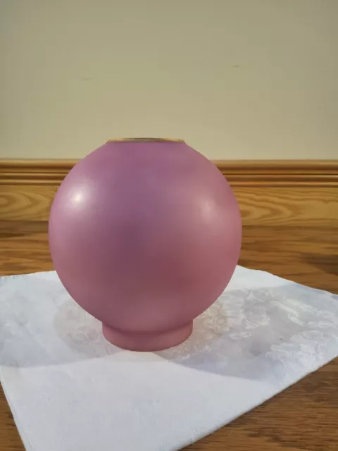 Pink Cased Satin Glass Hand Painted Banquet GWTW Miniature Oil Lamp Ball Shade