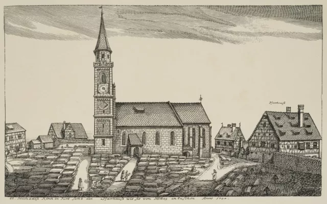 J. BÖNER (1647-1720), chiesa di San Michele a Fürth, 1900 circa, ripro barocco