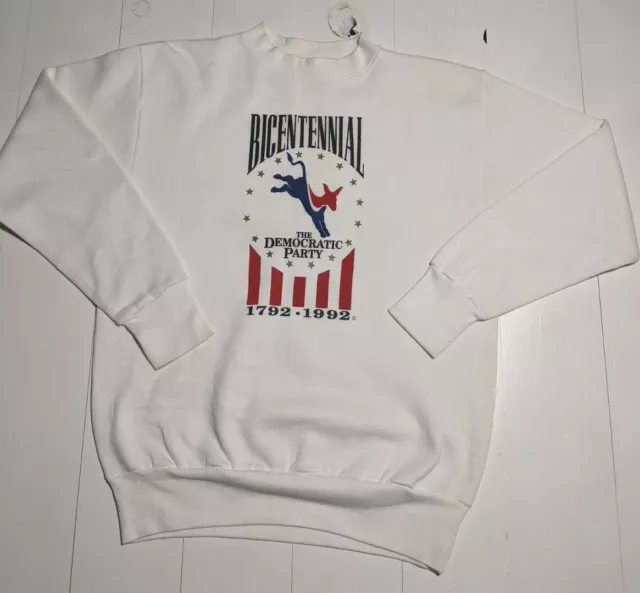 Democratic Party Bicentennial Crewneck Election Campaign Large USA Vintage 90's