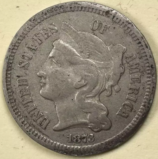 1873 Closed 3 Three Cent Nickel Very Fine