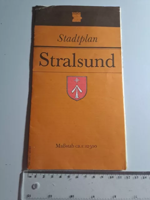 Stadtplan der DDR Stralsund Touristenkarte Maßstab 1:12.500