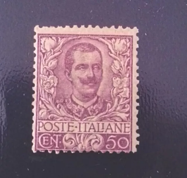 francobolli regno d'italia1901 Il 50C lilla della serie floreale MLH,GO