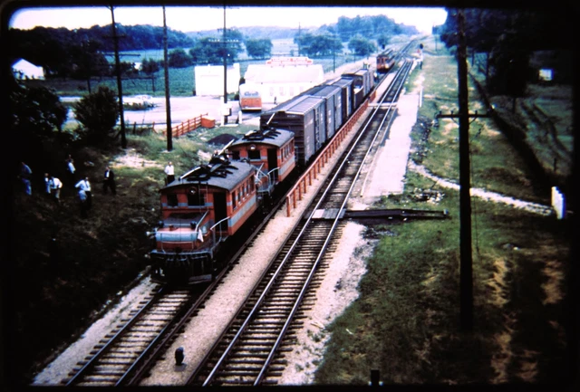 Duplicate Railroad Slide DSLD CA&E 4006+ 4005 on freight Lakewood IL 7/4/56