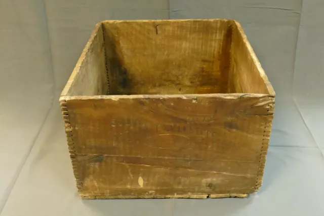 Vintage Wood Dovetail 50lb Explosives Crate Box Dupont Dynamite Dangerous ICC-14