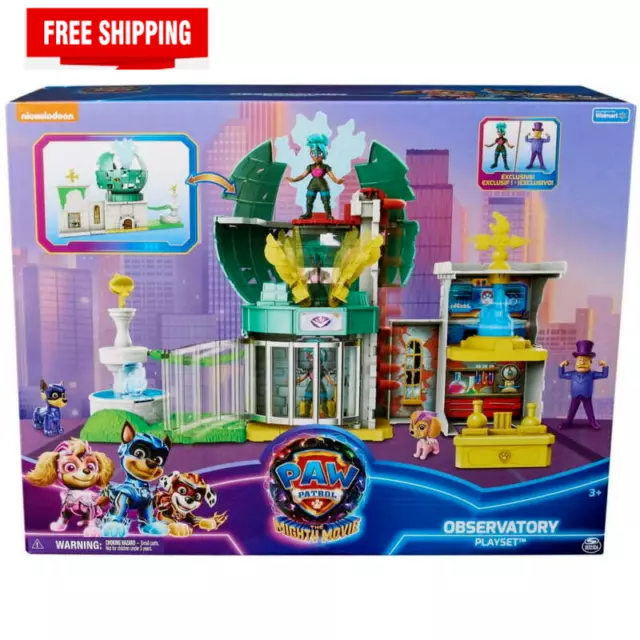 PAW PATROL: THE Mighty Movie, Observatory Playset with 3 Action Figures ...