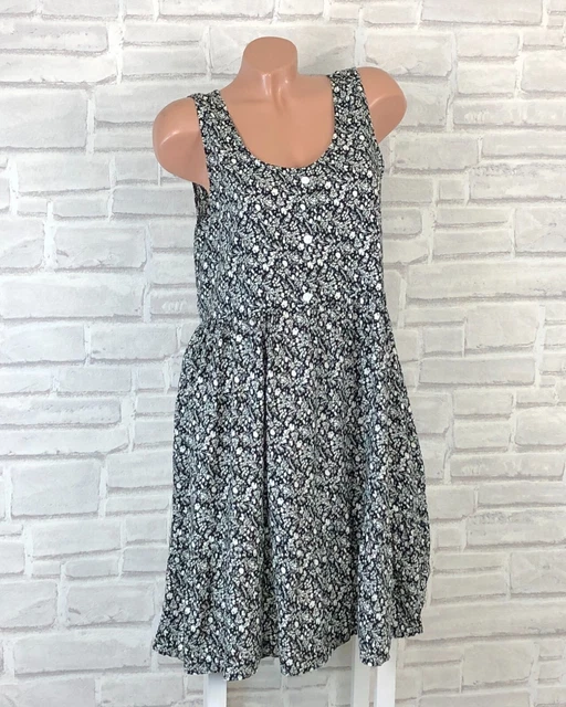 Damen Sommerkleid Hängerchen Tunika Strand Kleid Print 36 38 40 Schwarz T567