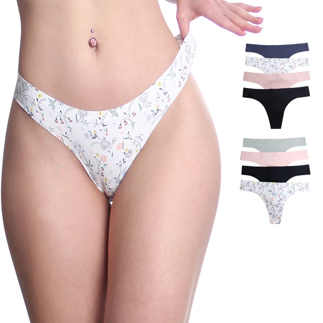 String Dames Tanga sans Couture Slip Haut Taille sous-Vêtements Lingerie 4er Lot