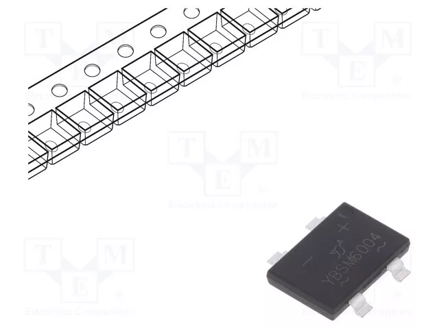 Einphasen Brückengleichrichter Urmax : 400V If: 6A Ifsm : 150A YBSM6004 Einphase