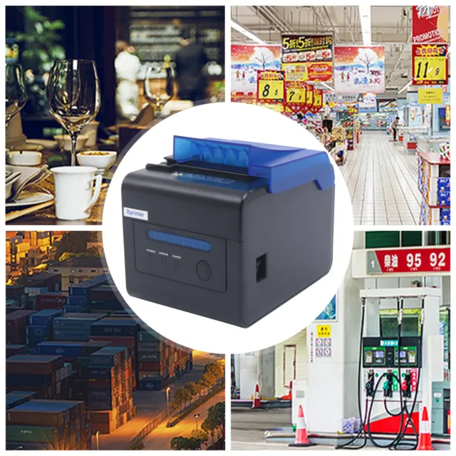 80mm Thermal Receipt POS Printer Auto Cutter USB COM LAN Port 300mm/s US