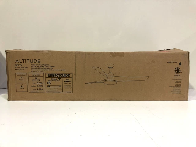Altitude Delta 60 in. Integrated LED Indoor Matte Black Ceiling Fan with Remote