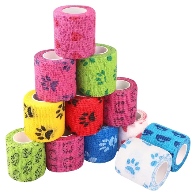 12 Stück Selbsthaftende bandage hund Vet Wrap Pet Selbstklebender Verband Pet