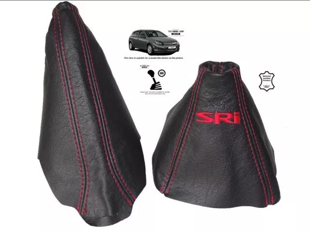 Gear & Handbrake Gaiter Vauxhall Astra H MK5 2004-2009 Leather "SRi" Red Logo