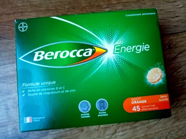 BEROCCA Energie Vitamines B & C Magnésium Zinc 45 Cprs Orange Comple Alimentaire