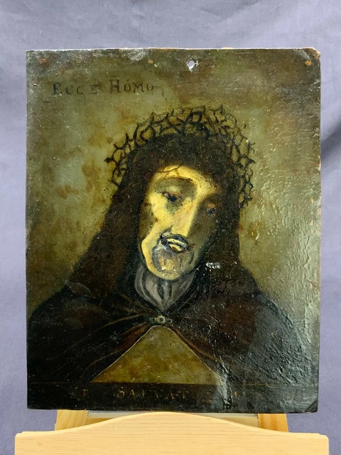 Ecce Homo Ölgemälde Antik 16/17 Tes Jhdt Portrait Jesus Gemälde Öl Auf Blech