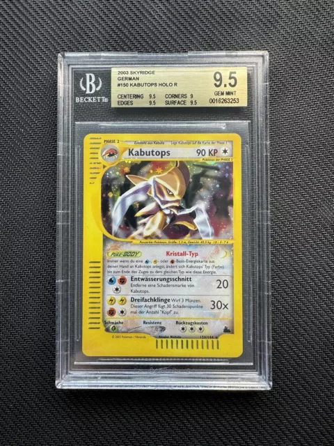 Pokemon Karte Kabutops Skyridge Crystal Holo #150 deutsch BGS 9.5 Gem Mint