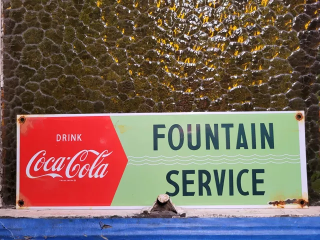 Vintage Coca Cola Porcelain Sign Old Coke Beverage Advertising Soda Pop Gas Oil