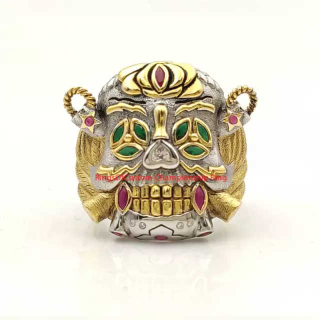 Bronze Skull Biker Ring Pirate Bones Band - 3 Rexes Jewelry