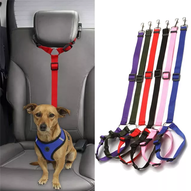 Pet Dog Car Seat Belt Adjustable Safety Harness Leash Clip for Travel Solid