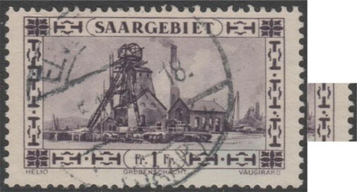Saar 1927, Mi.Nr. 117 PF II, "Landschaftsbilder (V), gestempelt