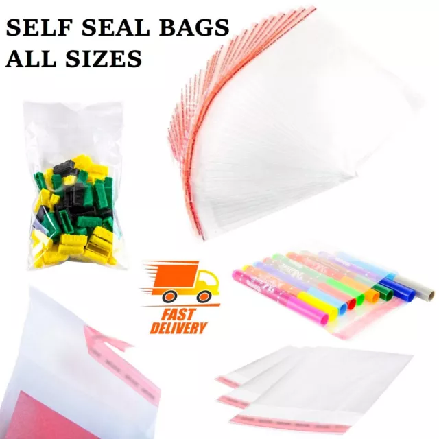 Self Seal Clear Cellophane Bags Plastic Crafts Small Large Sweet Wax Cards Gifts