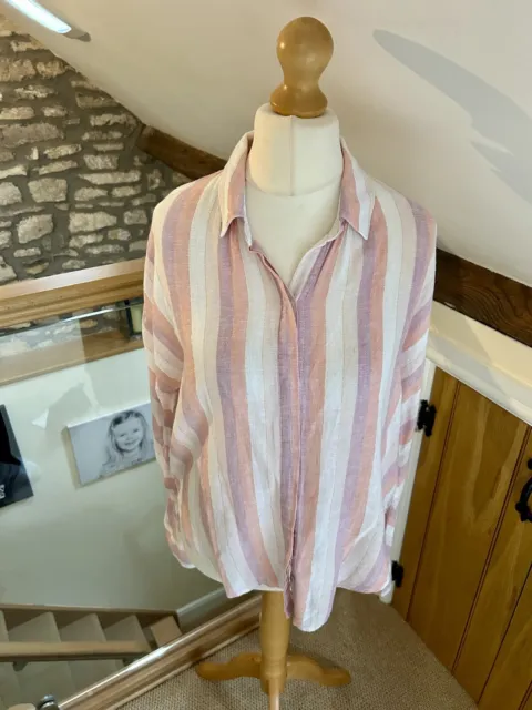 Rails Alyssa Pastel Metallic Stripe Linen Blend Shirt Size Medium Summer Relaxed