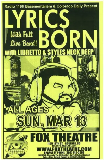 Lyrics Born  Boulder Original Concert Poster Rap Hiphop