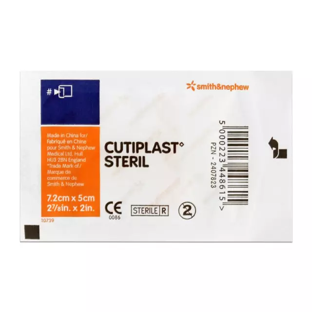 20 x Cutiplast Steril Wound Dressing 7.2cm x 5cm Sterile Adhesive Smith & Nephew