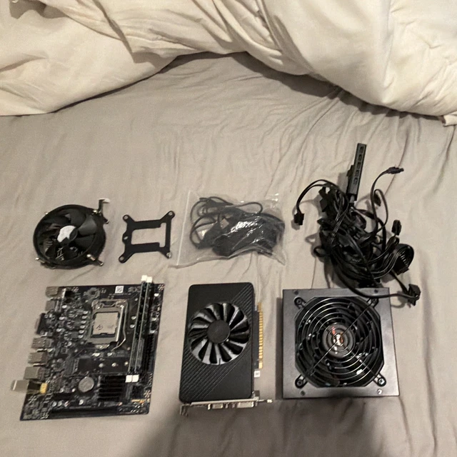 MICROATX MOTHERBOARD 2 RAM Slots + Graphics Card PSU CPU Cooler Fan ...
