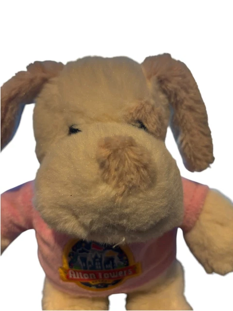 ALTON TOWERS CREAM Dog Soft Toy Pink Puppy Comforter £9.54 PicClick UK