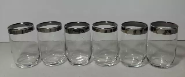 Vtg MCM Dorothy Thorpe Silver Rim Band Roly Poly Glasses Mad Men Set of 6