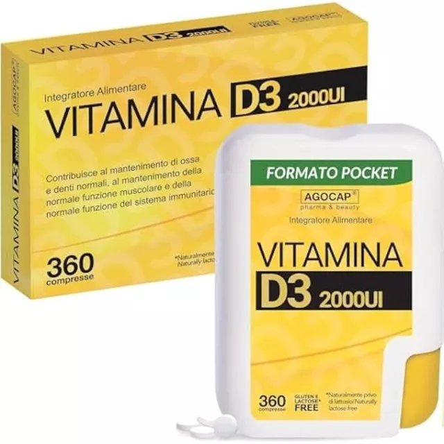 Vitamina D3 2000 ui ALTO DOSAGGIO. Vitamina D 360 compresse Fornitura 1 Anno (