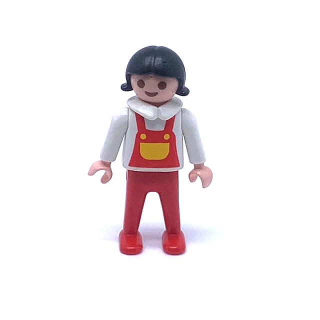 Personnage PLAYMOBIL Fille Moderne - Brune, T-shirt Rose, Short Violet, Pieds Nus, Occasion