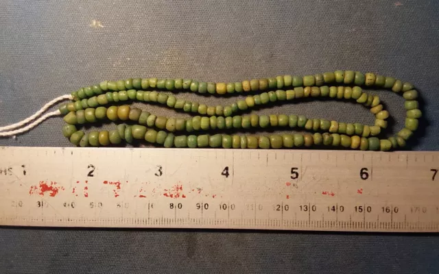 String  of rare  Roman  green coloured glass beads circa 100-400 A.D.