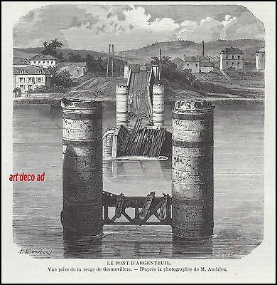 Etching the bridge of Argenteuil seen from the edge of Gennevilliers 1871