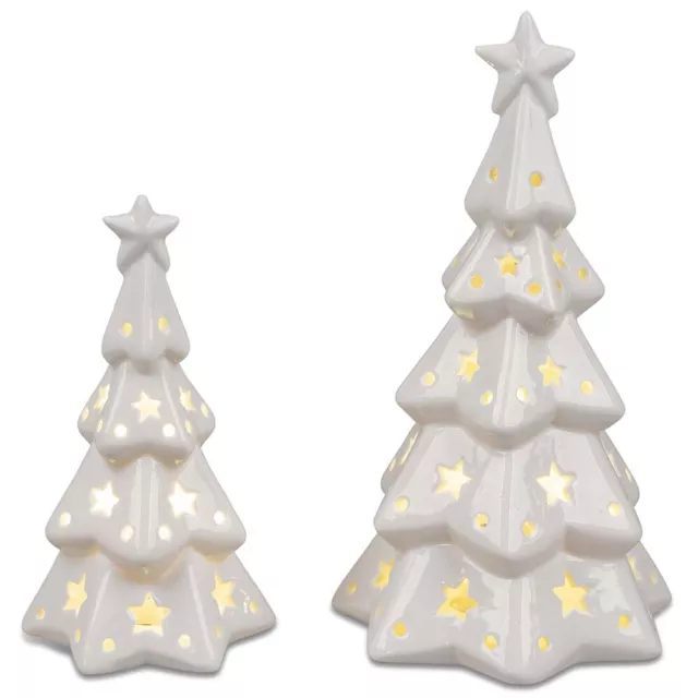 Baum 16 o. 22 cm Porzellan mit LED-Licht Sternen formano Weihnachtsdeko