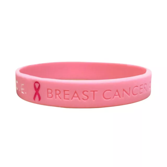 SALE SECONDS Breast Cancer Awareness Wristband Support Pink Silicone Band 202mm