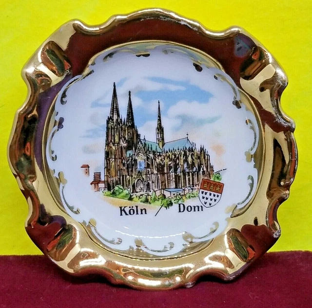 Vintage Gerold Porzellan Bavaria Ashtray Koln Cathedral Gold-Tone  Collectible