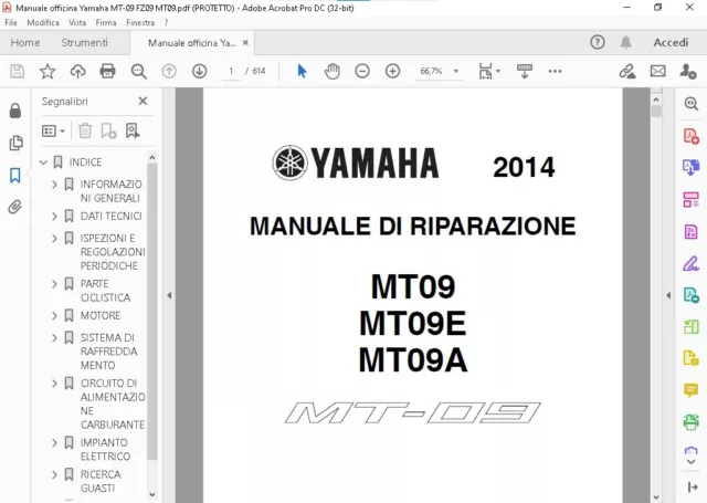 Manuale officina Yamaha MT-09 FZ09 MT09 2014 Riparazione 614 pagine ITA PDF