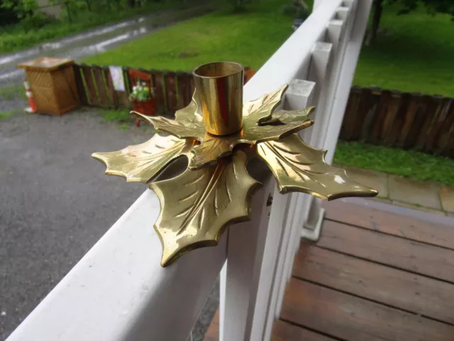 Lovely~Solid Brass Christmas Holly Candle Stick Holder~~India!!!