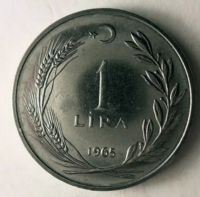 1965 TURKEY LIRA - Excellent Coin - FREE SHIP - BARGAIN BIN #180