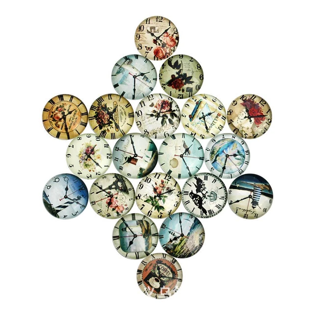 20 Stück Uhr Glas Flatback  Kuppel Cabochons für