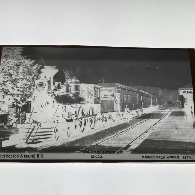 Negative Boston & Maine Railroad BM #71 4-4-0 South Berwick Melrose, MA 1875