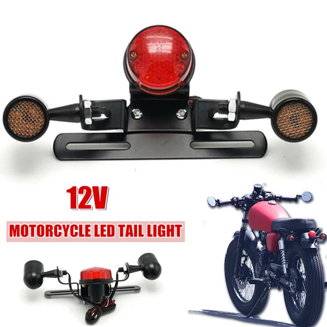 12V Modified Motorcycle LED Rear Brake Light Tail Lamp License Plate Turn Signal