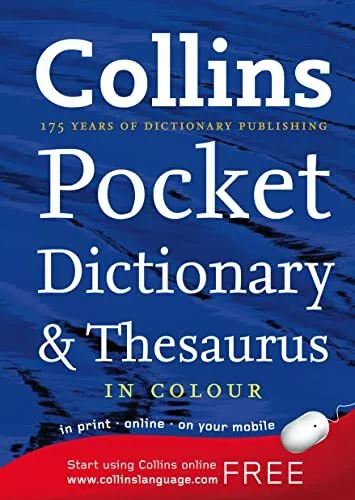 Collins Pocket Dictionary & Thesaurus Paperback Book The Cheap Fast Free Post