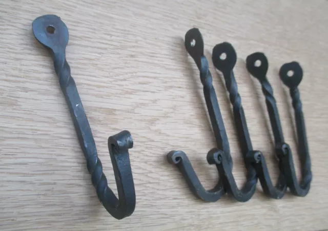 Hand Forged blacksmith kitchen utility hanging hooks -old country vintage