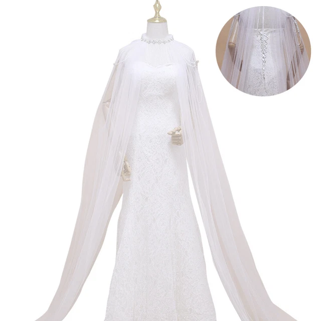 Sciallo da sposa bianco rete moda mantello perla abito nappa festa matrimonio punta