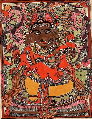 Madhubani Ganesha Art Handmade Indian Tribal Folk Mithila Bihar Ethnic Painting 2
