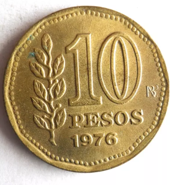 1976 Argentina 10 Pesos - Excellent Argentine Coin Trash #