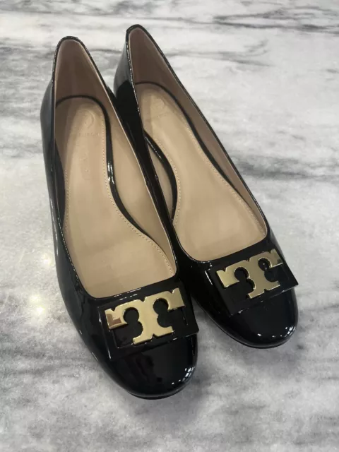 Tory Burch Black Patent Leather Raleigh Size 8 , New