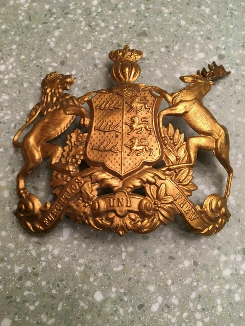 Lot De 2 Badges Wappen Allemands Pickelhaube - Reproduction Laiton Pour Casque